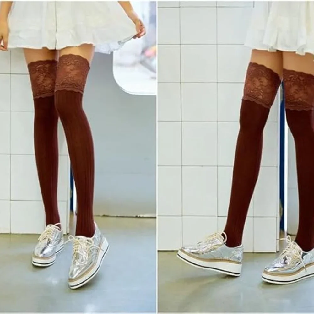 Large Lace Knee High Socks